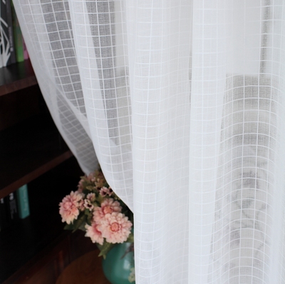 定制 清雅小格现代简约窗帘窗纱客厅卧室落地窗飘窗唯美小户型