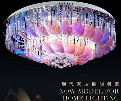 特惠 LED创意多彩贝壳圆形吸顶灯卧室亚朵饰现代客厅水晶灯具灯饰