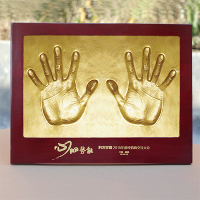 双手手模框 实木雕刻烤漆 高端明星手印纪念 尺寸可定制厂家直销