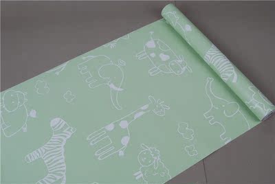 特价PVC自粘墙纸防水防潮幼儿园儿童房卡通动物世界粉色桃心包邮