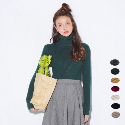 2015年韩国新款百搭纯色高领针织打底衫长袖基本款毛衣