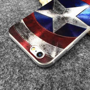 苹果iphone6s手机壳4.7 5.5寸6plus硅胶软套5s浮雕保护壳美国队长