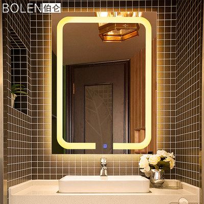 高档大气浴室镜LED灯镜长方形浴室壁挂墙壁无框镜带灯防雾洗漱镜