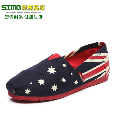 澳大利亚国旗印花情侣帆布鞋jm84透气平跟软底布鞋男懒人鞋包邮