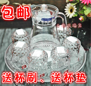 包邮正品乐美雅青苹果耐热玻璃杯水具套装家用水杯杯具玻璃杯套装