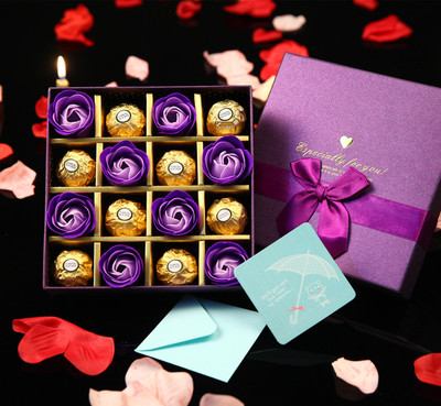 进口费列罗巧克力DIY玫瑰花创意礼盒装生日送女友闺蜜礼物包邮