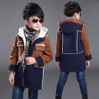 男童棉衣冬装2015新款呢子大衣加绒棉袄韩版儿童中长款棉服外套潮