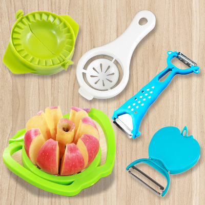 【厨房5件套】苹果分瓣器黄瓜切片器不锈钢削皮刀饺子器刨刀