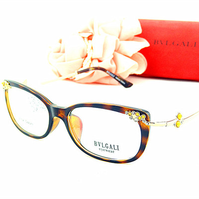 宝格莉正品2015新款超轻板材眼镜架配近视眼镜框金属弧形镶钻女款