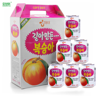 韩国进口海太桃果粒果汁饮料 238ml*12听 纯果味夏季黄桃汁饮品