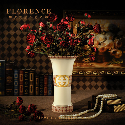 奢华欧式花瓶陶瓷摆件创意复古家居客厅装饰品后现代简约大号花器