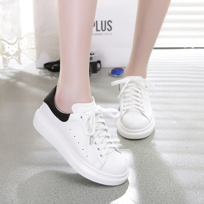 小白鞋女鞋夏2015白色休闲单鞋学生系带韩版运动休闲松糕厚底板鞋