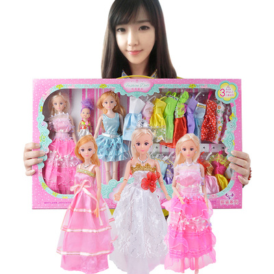超值换装礼盒 芭比娃娃 手工高端公主衣橱 女孩玩具 12关节 包邮
