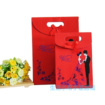 新款中式结婚回礼袋子结婚婚礼个性高档时尚烫金手提式糖盒子包装