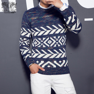 2015冬季男士毛衣针织衫圆领加厚毛衫男士韩版套头毛衣时尚 韩版