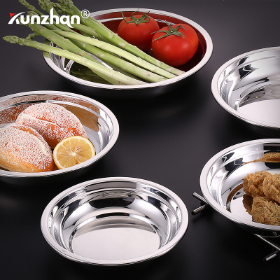 kunzhan 304不锈钢圆盘加厚菜盘子家用平盘餐具盘托盘创意饺子盘