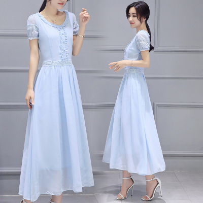 2016夏季新款韩版正品修身显瘦蕾丝美尚小香风连衣裙短袖雪纺女装