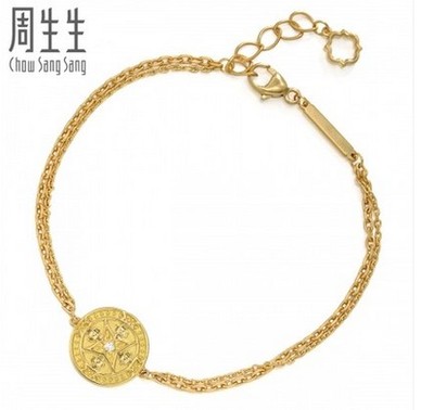 香港代购周生生专柜  18K黄色黄金V&A系列博物馆钻石手链85661B
