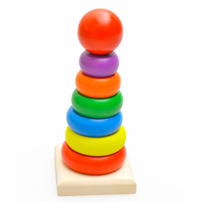 木制迷你彩虹塔套塔玩具叠叠塔高套柱婴儿童宝宝玩具益智木质积木