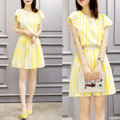 2016夏季人气新款韩版女装修身新潮时装特色两件套装连衣裙夏包邮
