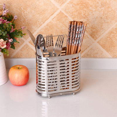 304不锈钢筷子筒创意厨房壁挂式置物架餐具收纳盒沥水笼厨房收纳