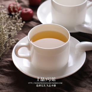 高档欧式意式陶瓷浓缩咖啡杯碟带勺 经典简约白色创意骨瓷茶水杯