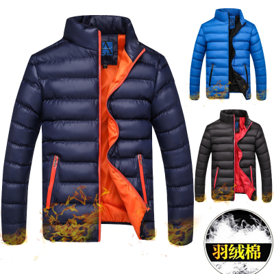 冬季新款日系韩版修身大码棉衣青年休闲立领保暖羽绒棉服男士外套