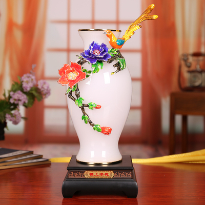 琉璃玉工艺品珐琅彩大富大贵花瓶事事如意摆件家居客厅装饰摆设品