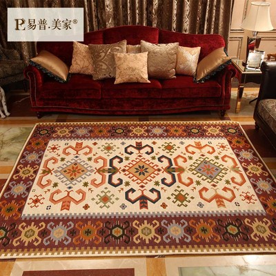 美式地毯 地垫 客厅茶几 卧室 欧式格子 地毯特价 欧式波斯地毯