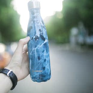 韩国杯具熊艺术可乐瓶 玛瑙 大理石色 保温保冷杯