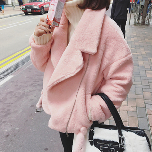2016冬季新款韩版棉衣女加厚羊羔毛机车外套拉链短款上衣小棉袄