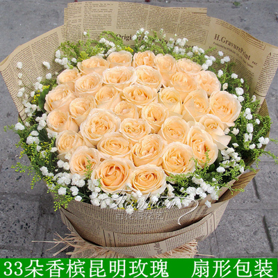 全国鲜花速递香槟玫瑰礼盒生日花束同城北京上海广州花店送花上门