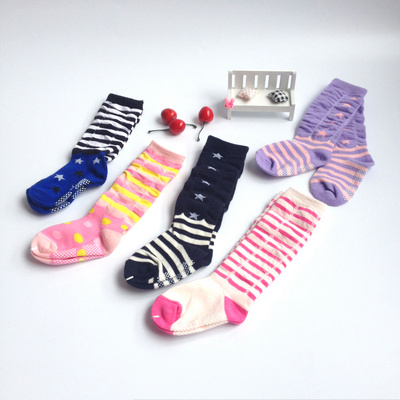 儿童全棉长筒袜子秋冬季男女宝宝高筒过膝防滑底堆堆袜0-3岁幼儿