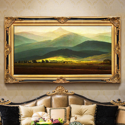手绘欧式风景油画 客厅装饰画餐厅玄关沙发背景墙挂画大卫巨人山