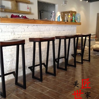 欧美式复古铁艺实木酒吧休闲创意高脚简约吧台凳咖啡厅桌椅子组合