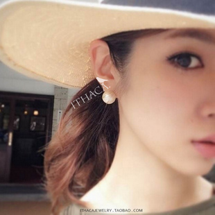 *ITHACA*定制日本进口棉花珍珠耳钉大尺寸珍珠耳环 耳夹无耳洞女
