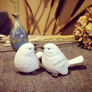 小白鸟摆件 桌面装饰陶瓷雕塑仿真和平鸽子文艺复古瓷器礼品