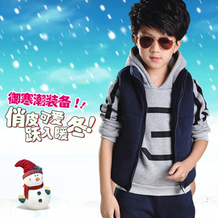 男童冬装卫衣三件套中大童2015新款加厚儿童运动套装小孩5-6-7-8