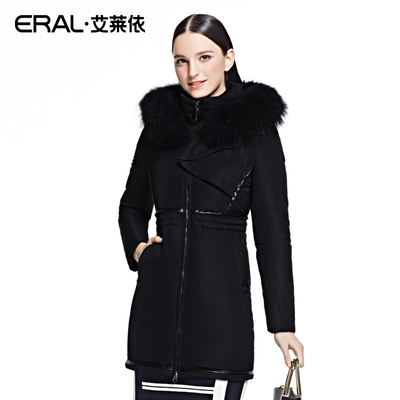 艾莱依2015冬装新款中长款韩版修身显瘦大毛领羽绒服女ERAL6069D