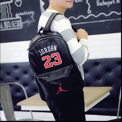 2016新款韩版印花潮流男士书包防水pu皮高中学生双肩包潮男女背包