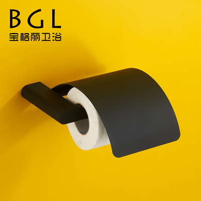BGL宝格丽卫浴 全黑色美式简约下抽纸方式有盖纸巾架 浴室卷纸器