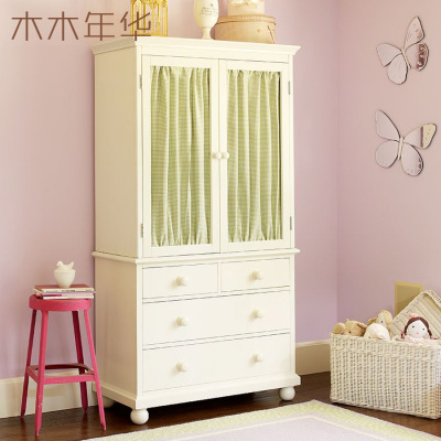 白色美式衣柜 韩式全实木衣柜 创意玻璃门储物柜置物柜收纳柜定制