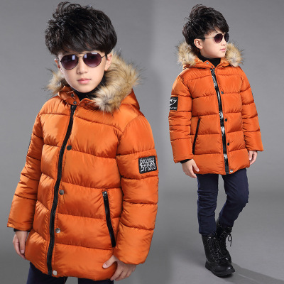 男童冬装新款韩版儿童上衣冬款外套中大童8-至16岁毛领棉衣童装