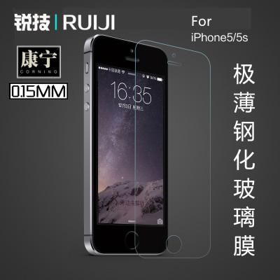 锐技 康宁0.15 iPhone 5s SE苹果6手机钢化玻璃膜超薄防爆高清