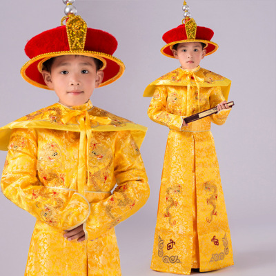 新款龙袍皇帝服装古装唐装汉服古代清朝汉武帝太子装儿童演出服
