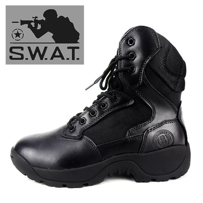 正品SWAT军靴511黑鹰特勤作战术靴头层牛皮户外军靴中筒男式靴子