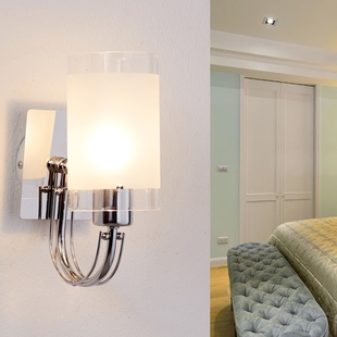 现代简约LED不锈钢灯磨砂白客厅卧室温馨壁灯饰床头灯双头墙壁灯
