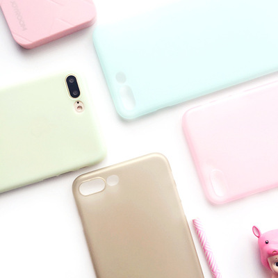 马卡龙素色纯色iPhone7手机壳苹果7plus透明磨砂保护套软壳防摔新
