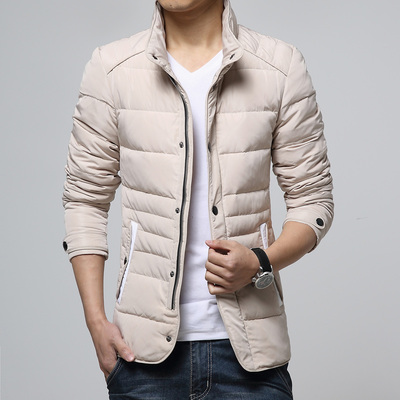 冬季羽绒服男士潮男短款韩版修身立领纯色青年白鸭绒轻薄保暖外套