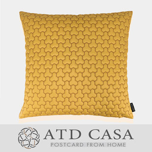 ATD CASA/现代简约/样板房家居抱枕/黄金色仿皮几何立体绣花方枕
